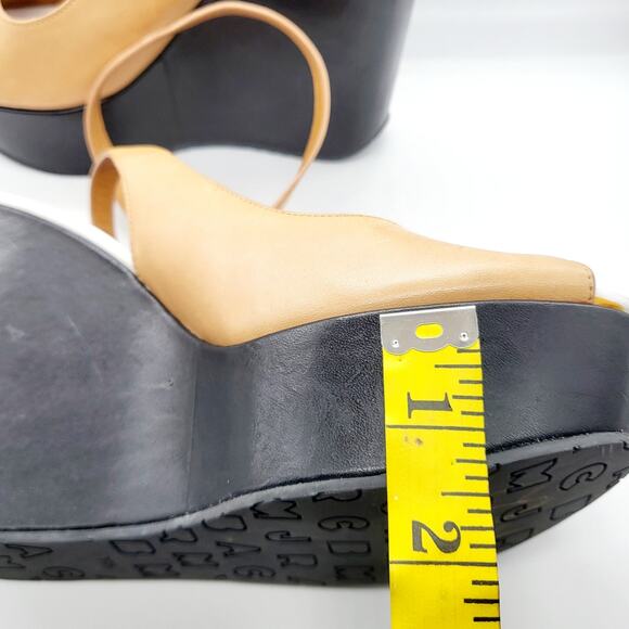 Marc by Marc Jacobs Tan Beige Leather Ankle Strap Wedge Sandals Women's Size 8 - Picture 10 of 11